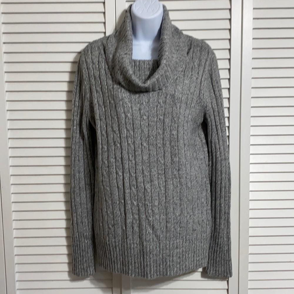 New York & co gray sparkly cowl Neck sweater